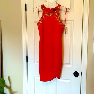 Thalia Sodi Cocktail Dress in Fire Orange, Sz S